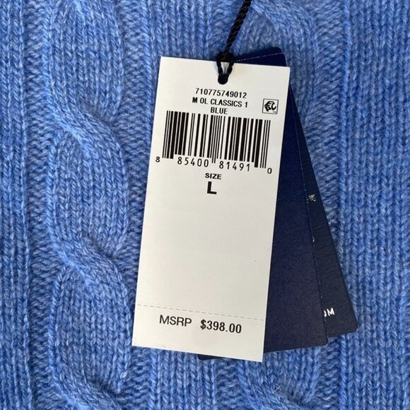 $398 Polo Ralph Lauren The Iconic Cable Knit Cashmere Sweater SZ Large Men Blue - Picture 7 of 9